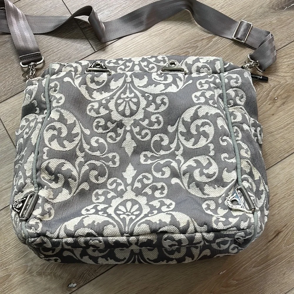 Petunia Pickle Bottom Diaper Bag Gray and White